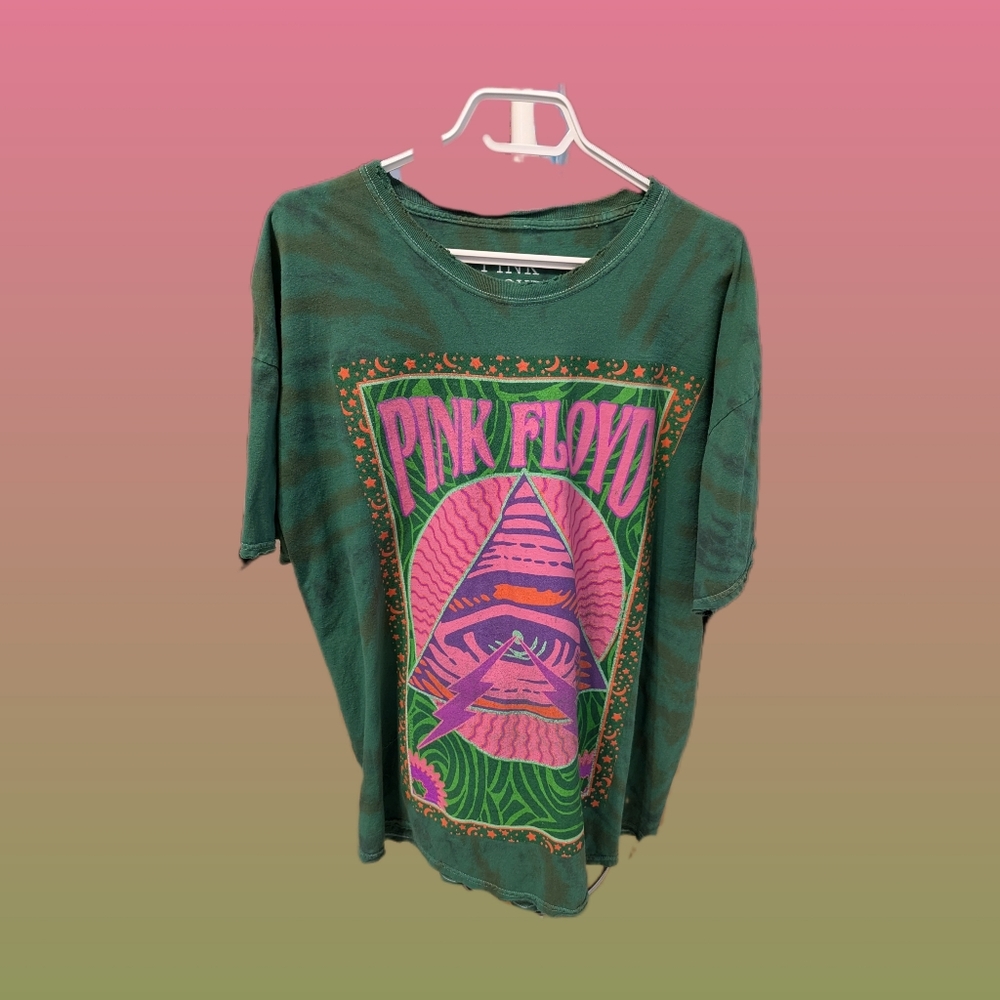 Pink Floyd Green and Pink Short Sleeve Tee